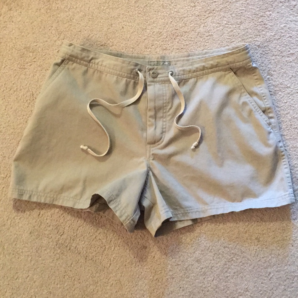 J Crew button fly khaki drawstring shorts